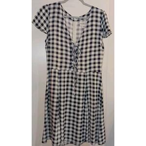 Denim & Supply Ralph Lauren Plaid Laceup Dress Gingham Resort size 12 Pre-Owned